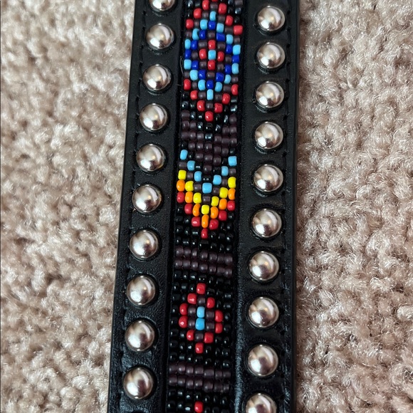 3-D Leather Unisex Beaded Studded Belt - Picture 4 of 8